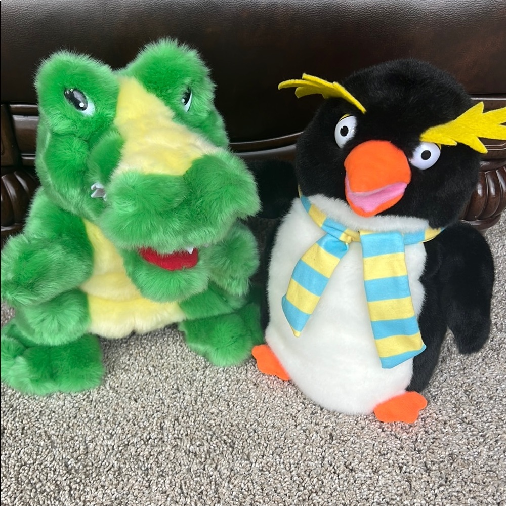 Alligator and Penguin Hand Puppets EUC